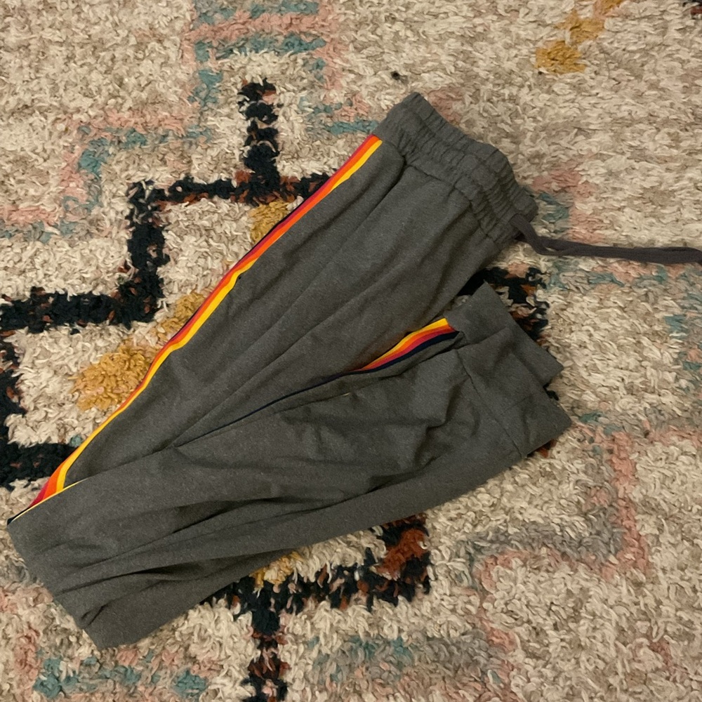 Gray Pants with Red and Yellow Accents